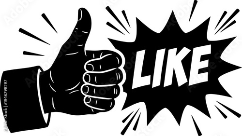 Thumbs Up Hand Gesture for Social Media Like and Approval Vector
