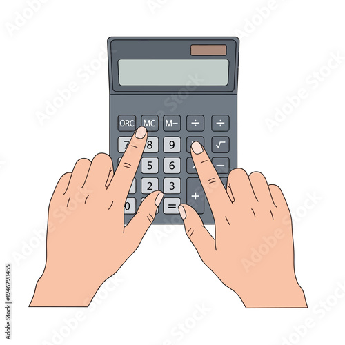 Hands using a calculator, calculating finances, accounting, math, numbers