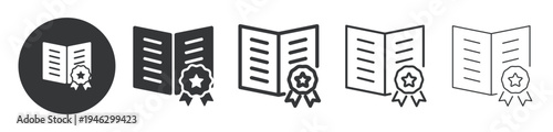 Certificate book thin line and solid icon. Multi series icon. Web minimal icon