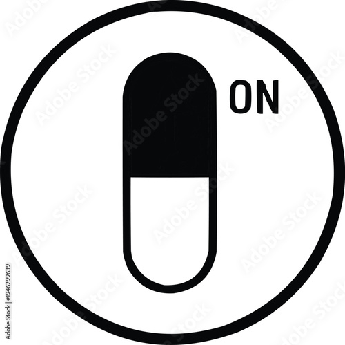 The image you described features a circular icon that visually represents the concept of being "ON." 