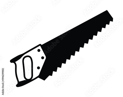 Vector of a hand saw with a jagged edge and a sturdy handle