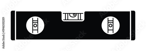 Vector of a leveling tool with two circular markers and a central bubble vial