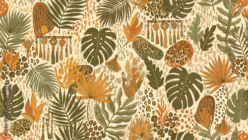 Tropical Jungle Leaf Pattern Background - Botanical Seamless Print for Decor & Design