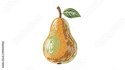 Textured Pear Illustration - Organic Food Graphic for Healthy Eating Marketing