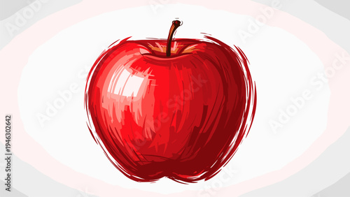 Vibrant Red Apple Illustration for Health & Nutrition Marketing | Fresh Fruit Art