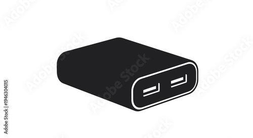 Black USB Hub with Two Ports.