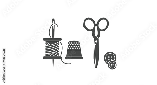 Sewing Tools and Accessories on White.