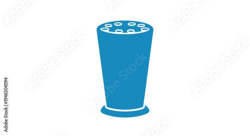 Blue Glass with Ice Cubes Illustration.