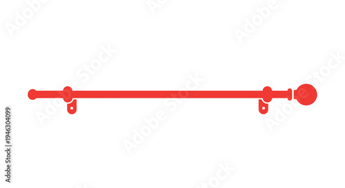 Red Towel Rail with Hooks and Ball.