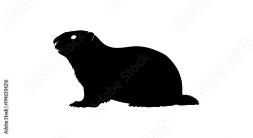 Black Silhouette of a Rodent Animal.