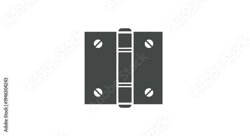 Black Metal Hinge with Screws Illustration.