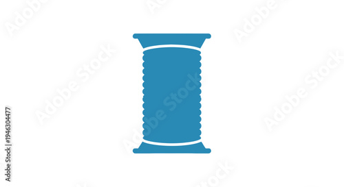 Blue Spool of Thread Isolated on White.