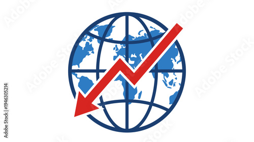 Global economic downturn represented by a downward trending graph.