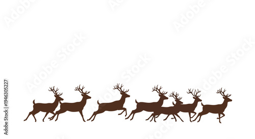 Running reindeer silhouettes for Christmas holiday design element