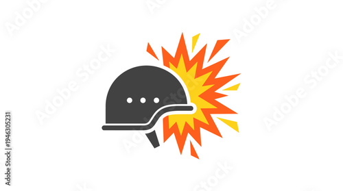 War helmet icon with explosive blast symbol
