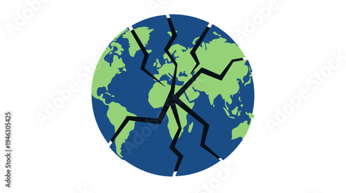 Cracked Planet Earth Illustration Symbolizing Global Crisis