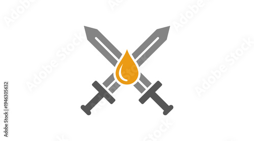 Crossed Swords and Oil Drop Icon: Conflict, Industry, or Finance