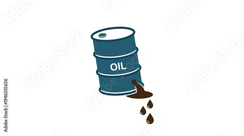 Leaking Oil Drum Icon - Minimalist Vector Illustration