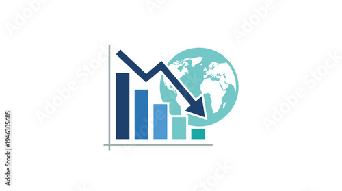 Global Financial Crisis with Falling Stock Chart and Arrow Icon