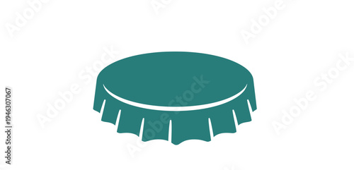 Round Teal Tablecloth with Ruffled Edge.