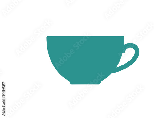 Teal Ceramic Coffee Cup Illustration.