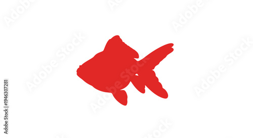 Red Fish Silhouette Isolated on White Background.