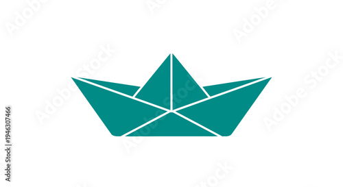 Green Paper Boat Origami Artwork.