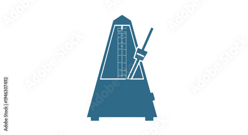 Blue Metronome Icon on White Background.