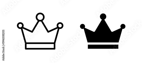 Crown icon in black color for website or app.