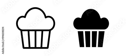 Cupcake icon in black color for website or app.