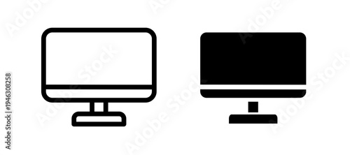 Desktop icon in black color for website or app.