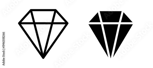 Diamond icon in black color for website or app.