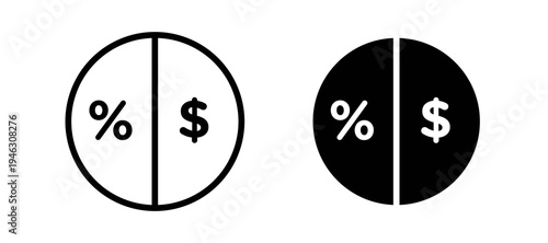 Dividend icon in black color for website or app.