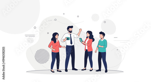 Teamwork, Collaboration, and Success: Diverse group celebrating achievement with camera and phone