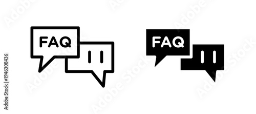 FAQs icon in black color for website or app.