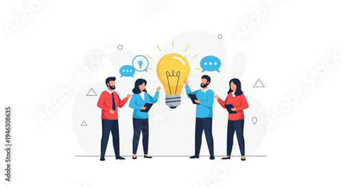 Teamwork brainstorm idea light bulb business meeting collaboration innovation concept