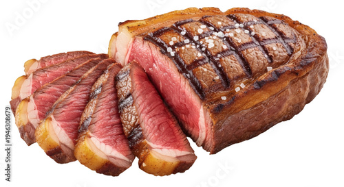 Traditional Brazilian churrasco picanha steak, perfectly grilled Isolated on transparent background