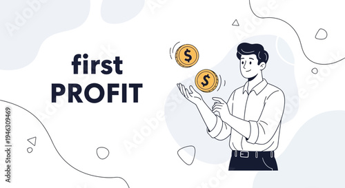 Man Juggling Coins, First Profit Concept, Business Growth and Financial Success