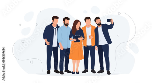 Diverse team taking a selfie, celebrating success and teamwork