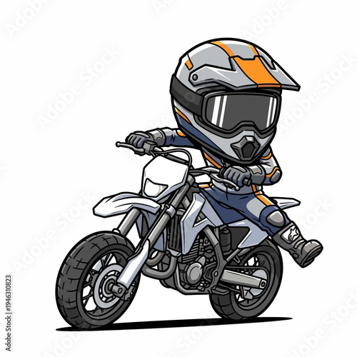 a cartoon character riding a motorcycle.