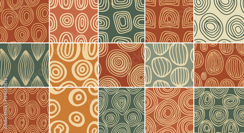 Seamless Ethnic Geometric Pattern Background with Earthy Tones and Tribal Motifs