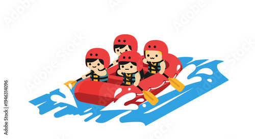 rafting illustration, vector, adventure graphic, summer fun, outdoor activity