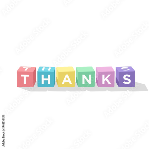 Colorful Blocks Spell Out "THANKS" on White Background