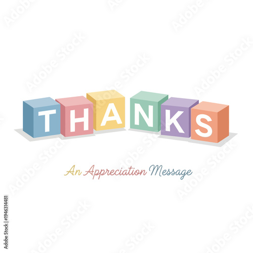Colorful Building Blocks Spelling THANKS with Appreciation Message
