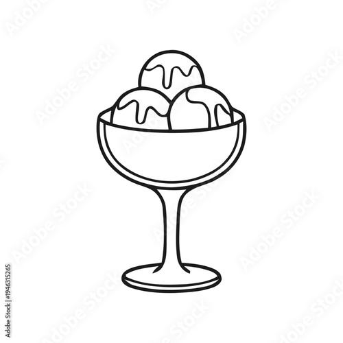 Elegant ice cream sundae in glass dessert bowl