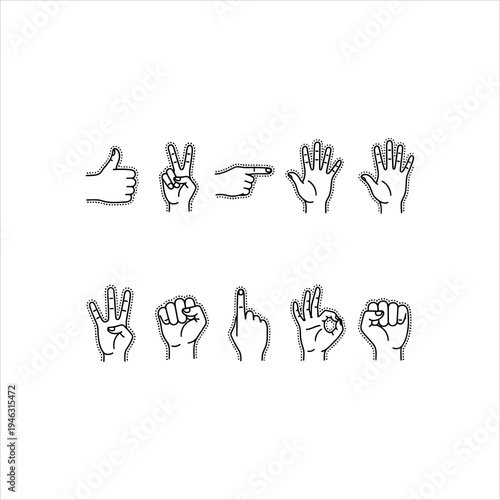 A collection of hand gestures and signs