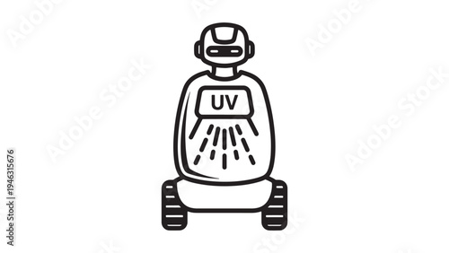 Autonomous UV Disinfection Robot for Hospital Sterilization and Infection Control Technology Vector Illustration