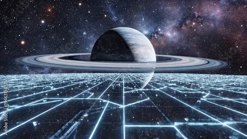 Abstract Wormhole Space Travel - This video shows an abstract representation of a wormhole, with blue and white lights streaking towards a central point.