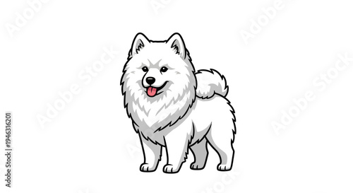 Samoyed Dog Image, Photography, Fluffy White Pet, Happy Smiling Face, Domestic Animal