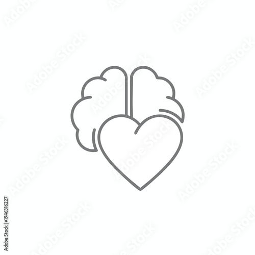 A grey outline icon combining a human brain with a heart